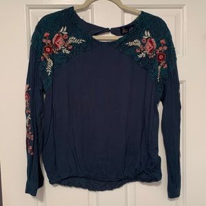 Teal Embroidered Top